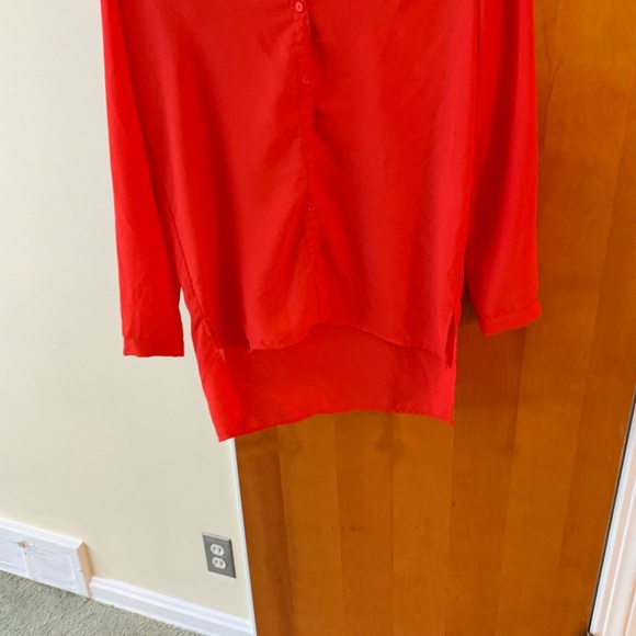 Vibrant Red Button Down Blouse - Picture 2 of 7